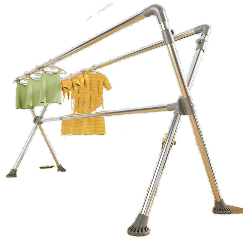 不锈钢晾衣架落地折叠室内家用阳台凉衣杆室外伸缩升降晒被子帮菊