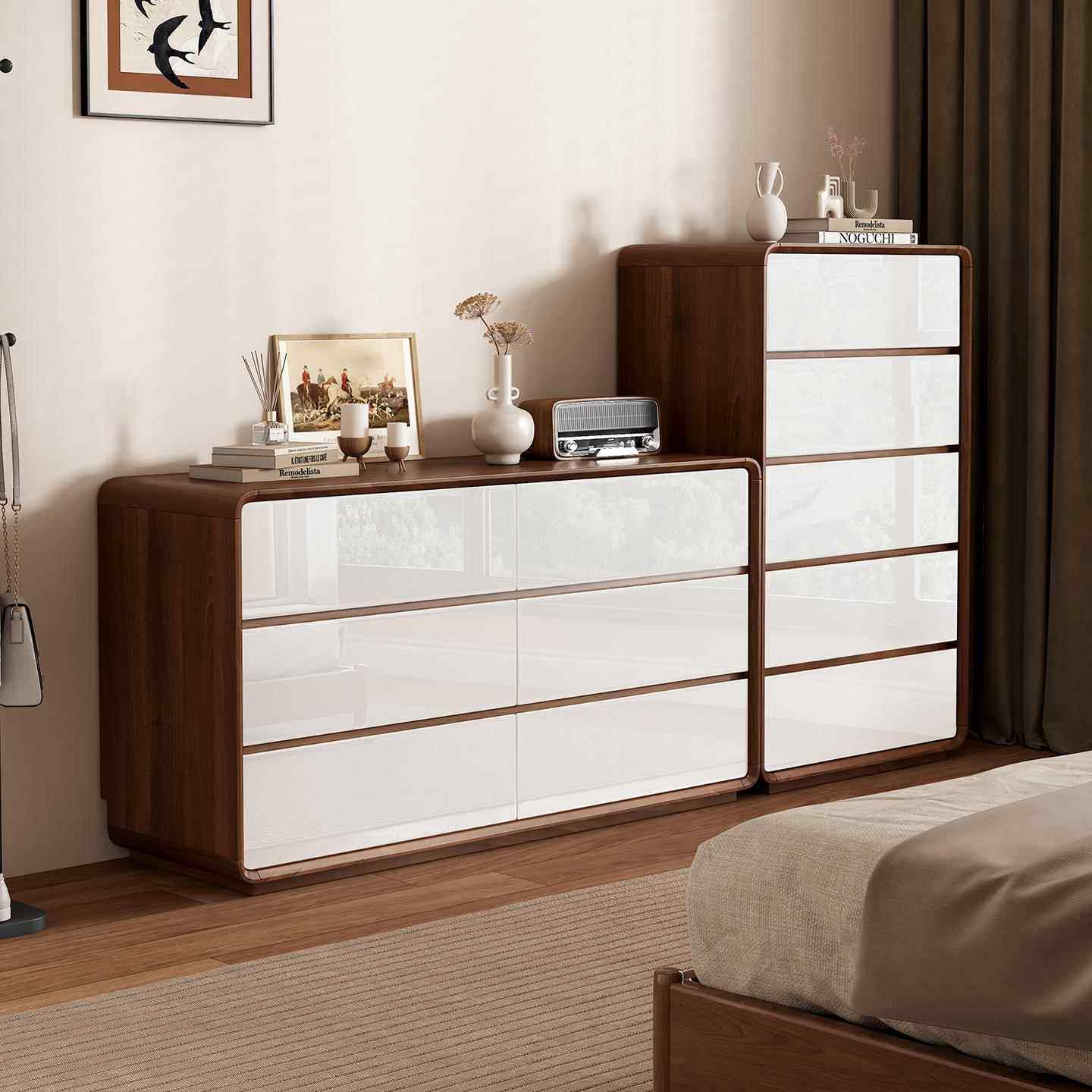 麦比梵卧室斗柜收纳柜主卧床尾九斗柜实木款客厅储物柜靠墙大容量五斗