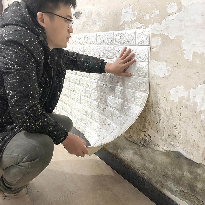 3d立体壁贴纸软包水泥墙自粘泡沫壁砖壁纸毛坯房装饰墙面防水防潮