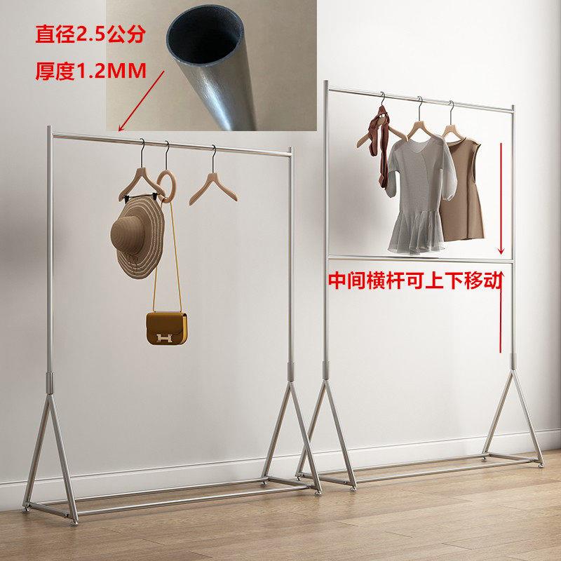 服装店落地衣架女装双层货架不锈钢展示架简约童装陈列架可调节