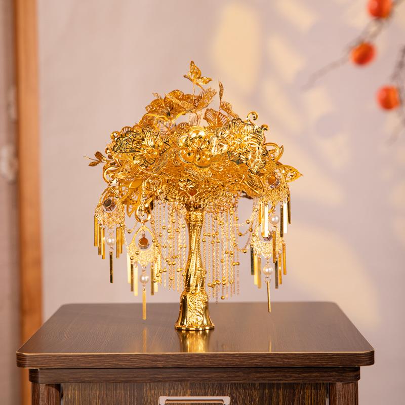 金韵情绵新娘结婚中式手捧花秀禾服成品捧花出嫁朋友闺蜜送礼成