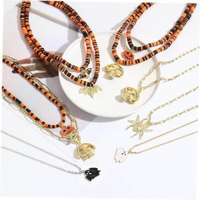 Halloween Dark Bat Ghost Skull pumpkin spider necklace 项炼