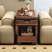 茶几客厅几边旋转可带伸缩实木万向家用移动沙发折叠胡桃木轮桌面