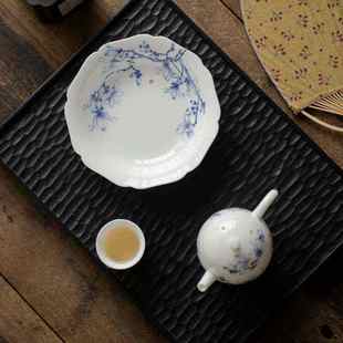 茶具釉中兰花花瓣壶承盘小壶小盖碗干泡台茶托茶承中秋送礼 新中式
