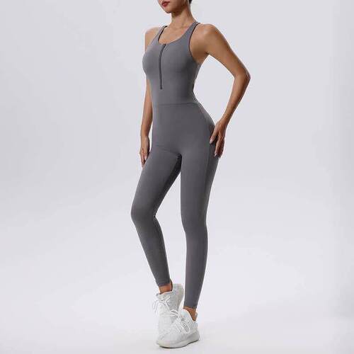 Zippered one-piece yoga suit sleeveless vest fitness sport