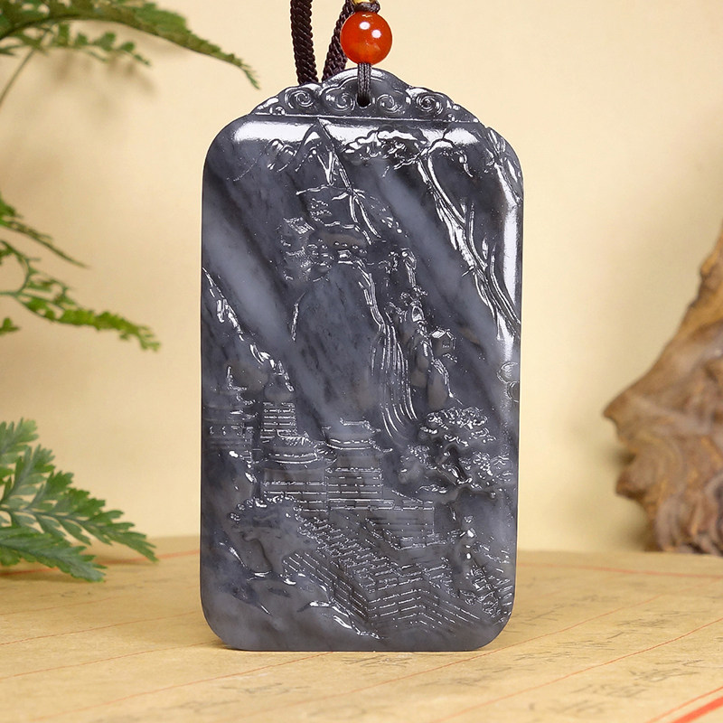 收藏级新疆和田玉青花籽料苏工雕刻细腻油润山水风和日丽65.83克,珠宝/钻石/翡翠,颈饰,淘宝优惠券,粉丝福利购,淘宝优惠卷