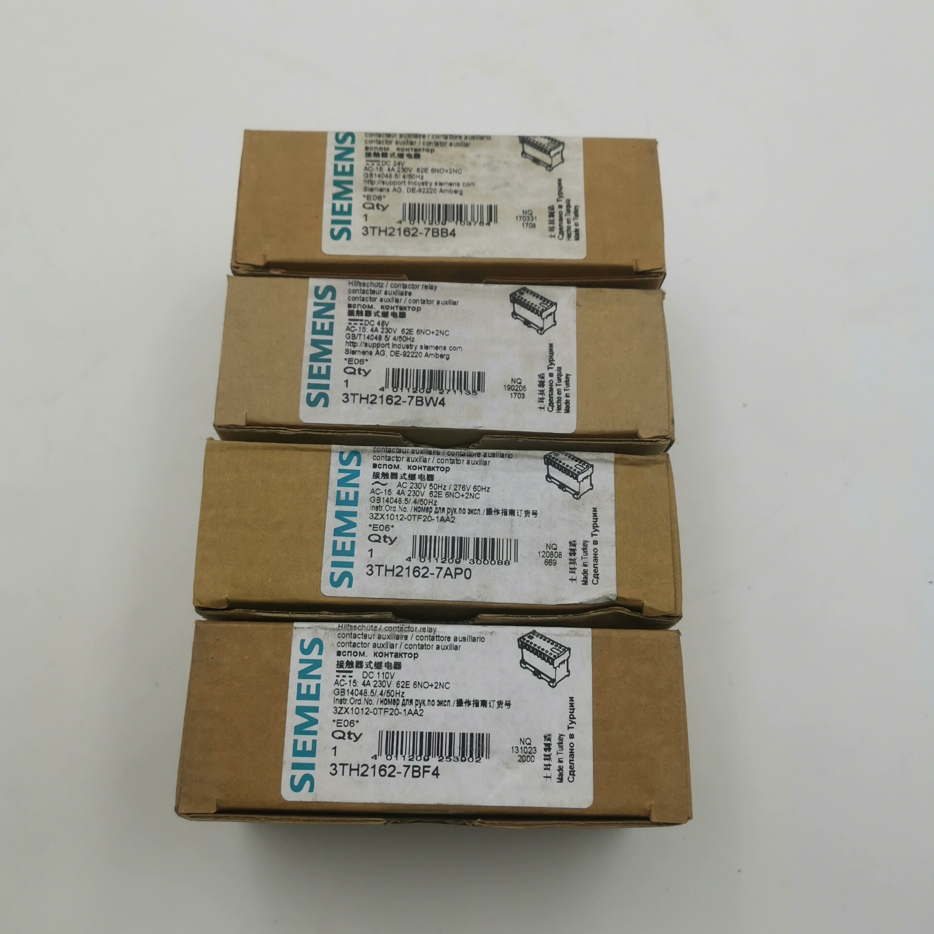 西门子继电器3TH2162-7BB4电压DC24V，数量70
