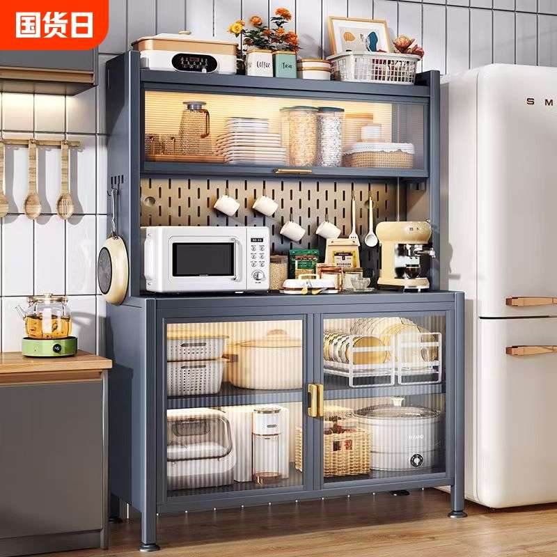 厨房置物架餐边柜多功能收纳储物柜落地多层烤箱微波炉锅电器橱柜