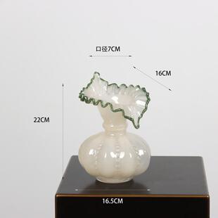芬风粉搭色渐变复法式南瓜玻璃花1瓶居家插古花器顿软装摆件百插