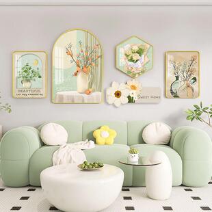 奶油风客厅沙发背景装饰画画现代简约五联组合饭厅挂画画繁花似锦