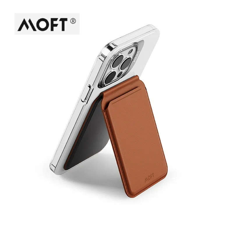 MOFT转轴手机支架卡包磁吸适用iPhone15多角度架立多功能皮革卡套