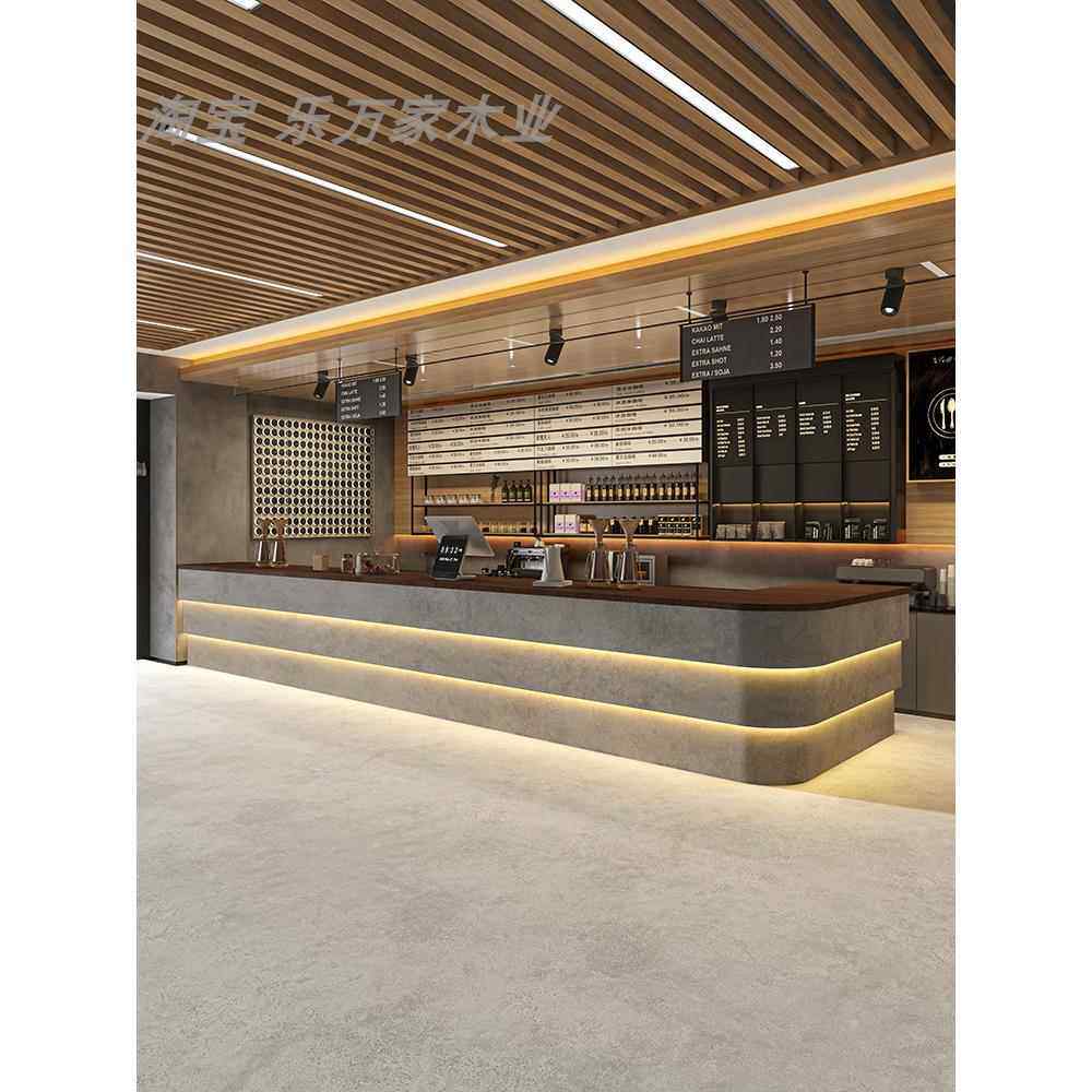现代咖啡厅吧台奶茶店收银台酒吧甜品店前台烘培蛋糕面包店接待台