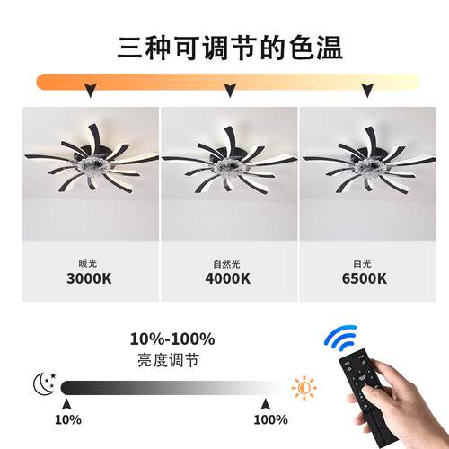 吸风扇灯室灯客厅餐42厅灯具超薄电扇一体卧led静顶音节能可调光