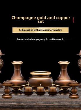 家用纯铜佛具套装大全铜香炉果盘摆件仙家花瓶佛前供奉烛台供佛灯