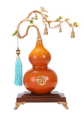 珐琅彩陶瓷福禄葫芦摆件电视柜装饰品乔迁年会送人礼客厅装饰摆件