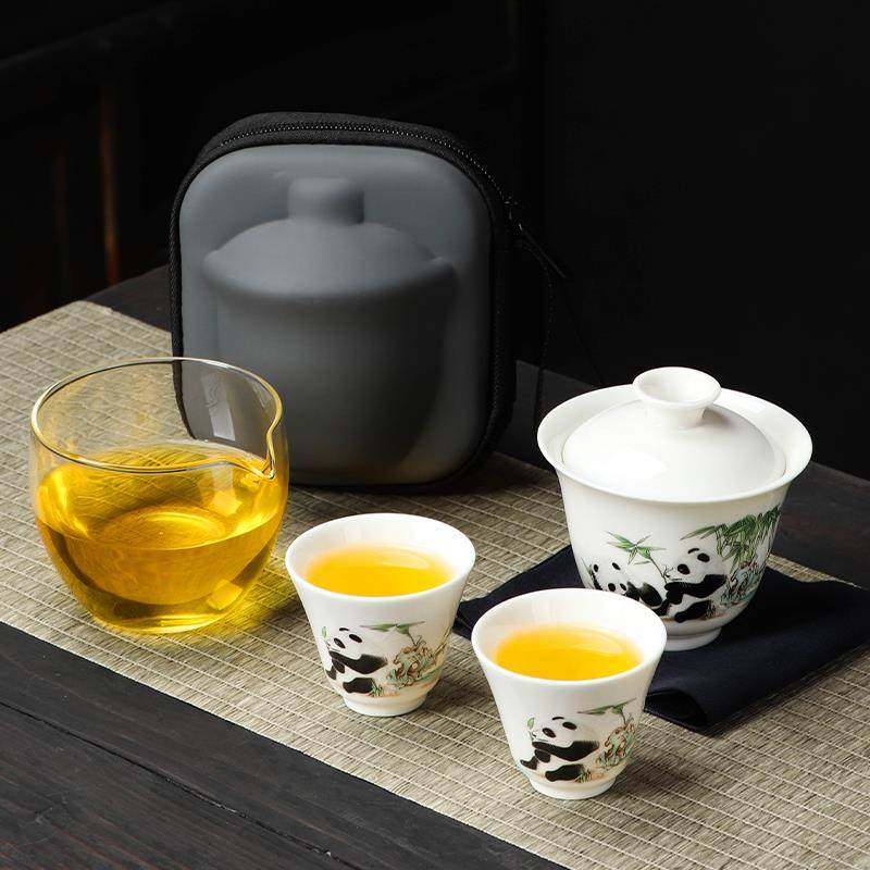 羊脂玉瓷盖碗茶杯快客杯户外露营旅行茶具一壶三杯功夫茶具可定制,餐饮具,旅行茶具,淘宝优惠券,粉丝福利购,淘宝优惠卷