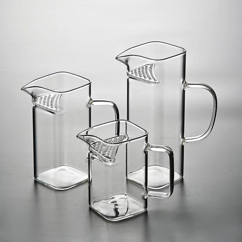 加厚玻璃公道杯绿茶泡茶器泡茶壶耐热方形月
