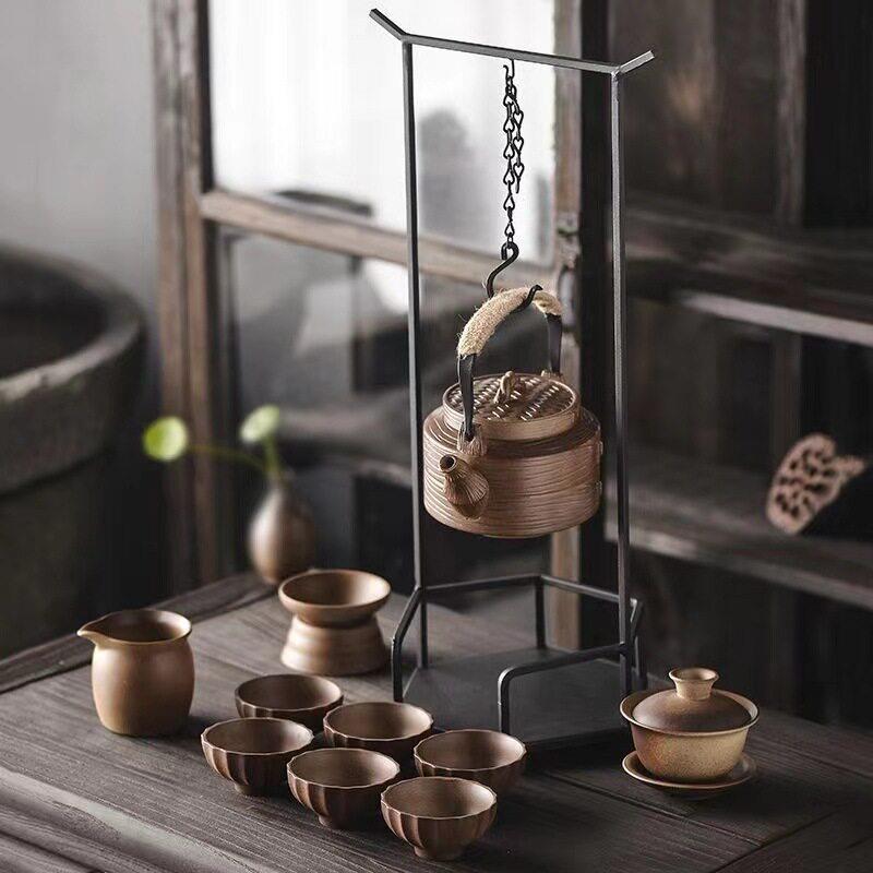 日式铁艺茶棚茶室自在钩铁架围炉煮茶壶茶道艺配件悬挂可调节吊钩