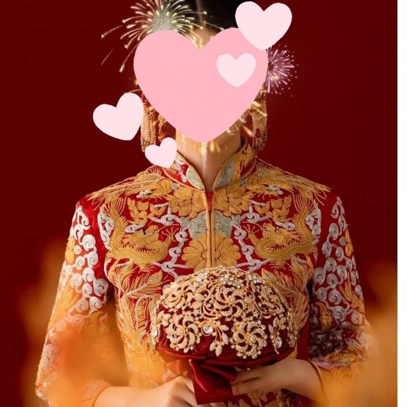 0jd新娘手捧花水晶钻石创意婚礼中式婚礼丝带花新郎接亲迎亲2