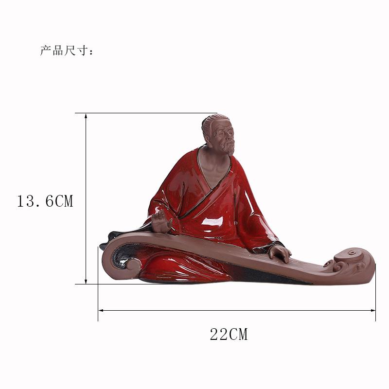 创意陶瓷伯牙抚琴知音人物工艺品摆件家居客厅书房禅意装饰品