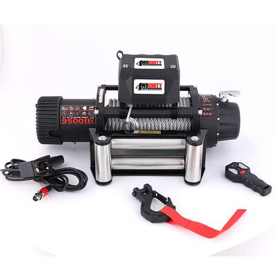 跨境厂家12V 9500磅车载钢丝绳电动绞盘脱困牵引自救保修一年