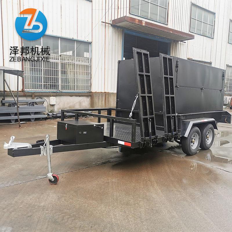 多功能农用拖车挖掘机拖车自卸后翻拖车双轴液压拖挂车运输斗车