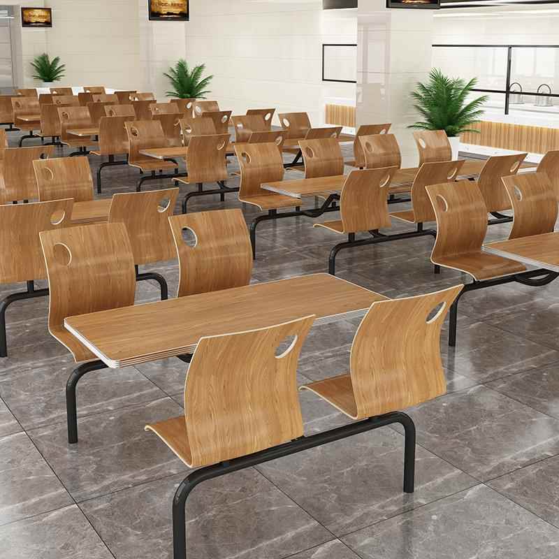 食堂餐厅快餐学校工厂学生员工4人简约经济连体组合套装餐桌桌椅