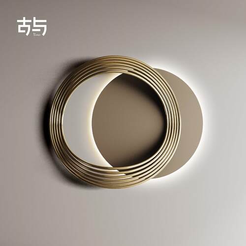 意式客厅圆形金属装饰画3D壁灯玄关沙发背景挂件金属铁艺墙面装饰