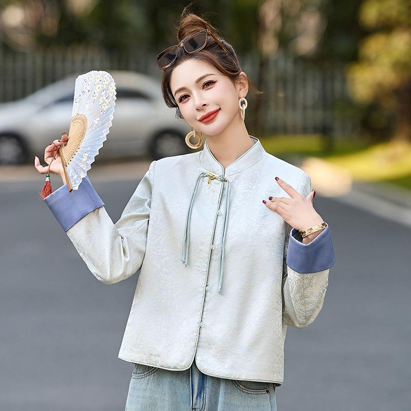 新品国风225新款个子圆领气质中式国风提花外套R小XRX9199-0919女