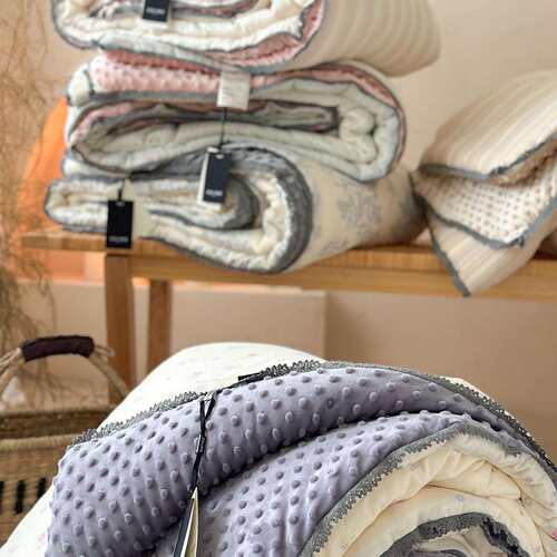 法式A类复古小碎花全棉双层纱小花边豆豆被可机洗春秋冬被保暖被+