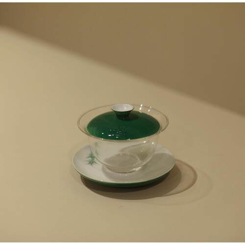 采购产品竹叶绿色|传统中国系列茶具，玻璃三彩碗，茶杯，绿茶，