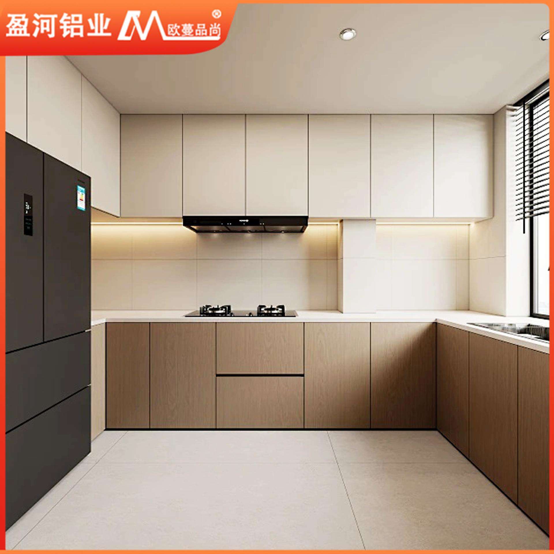 家装整体厨房现代简约铝合金橱柜防水纳米石台面灶台组合一体地柜