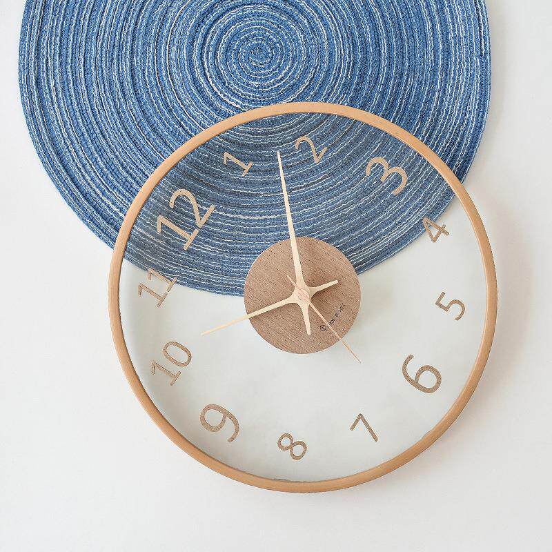 表实木时透明玻璃挂钟客家用时尚简G010-11约钟挂墙轻钟奢北欧厅
