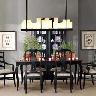 复古工业烛台玻璃复古风 吊灯带射灯长方形圆形客厅餐厅吧台美式