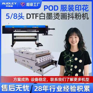 新款DTF白墨烫画抖粉机1.2米8头T恤帽子抱枕印花撒粉烘干机