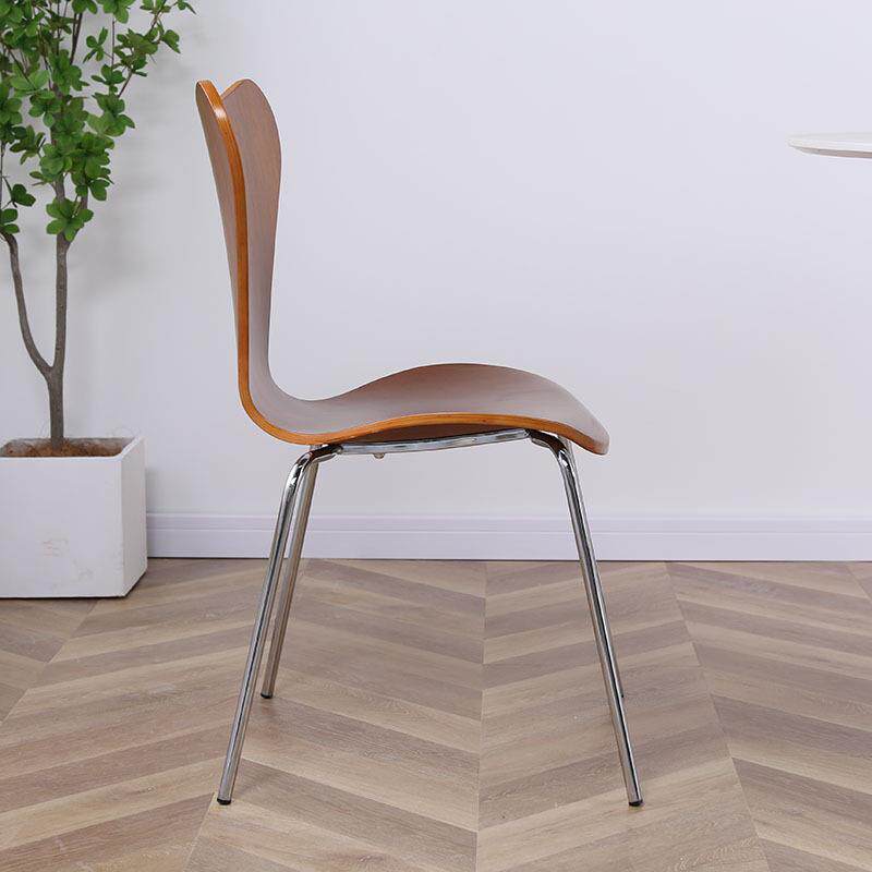 伽罗生活C07柚木弯板金属椅铁艺弹性背板蚂蚁椅实木实木椅久坐