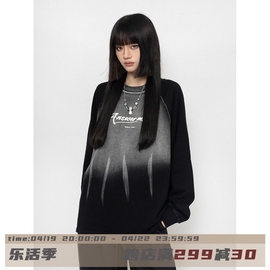 ZEROSTORE零事多/美式oversize渐变秋冬款T恤卫衣女圆领情侣上衣