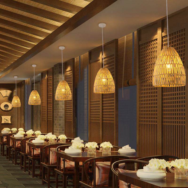 中式麻绳吊灯复古咖啡厅灯具创意个性奶茶店餐厅灯日系仿古民宿灯