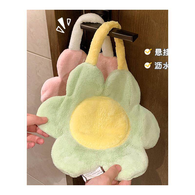 可爱花朵擦手巾挂式吸水速干小方巾家用厨房抹手布卫生间儿童毛巾