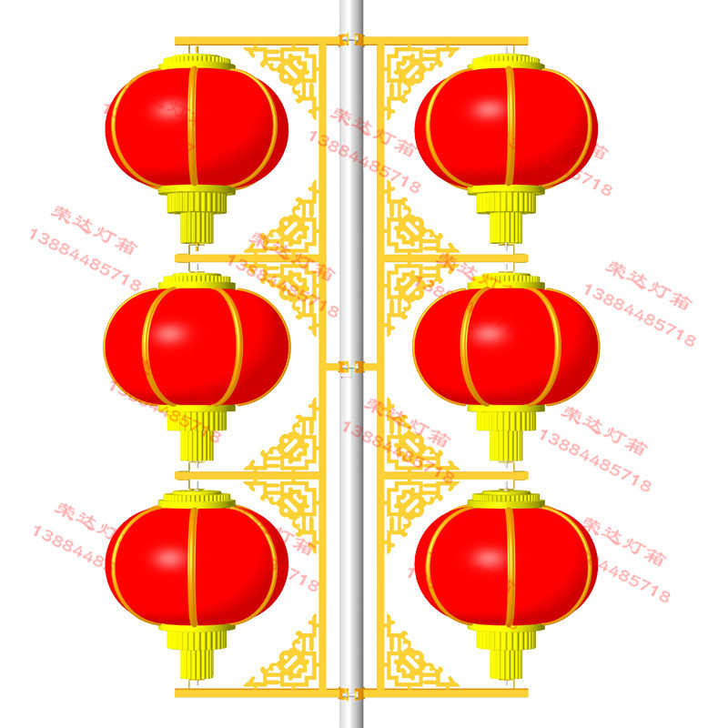 灯笼亚克春节led杆塑料力结福字节日制作发光灯箱led路灯荣泽中国