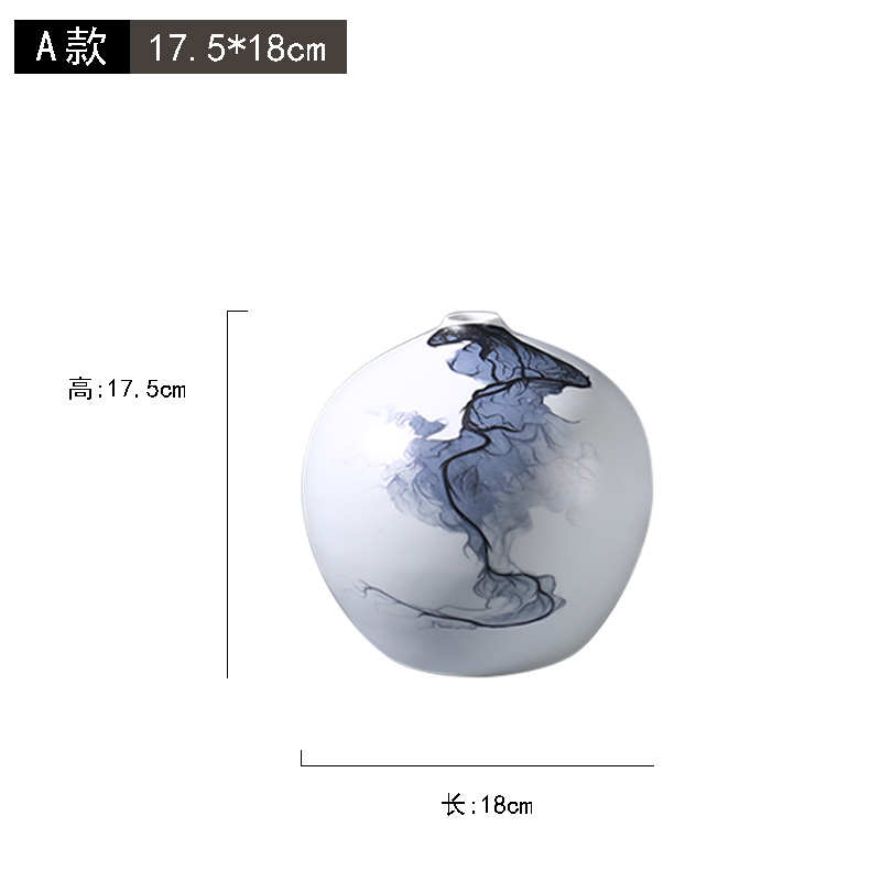 流云装饰客厅创意摆件小口花瓶玄关民宿酒店陶瓷水墨样板房家居