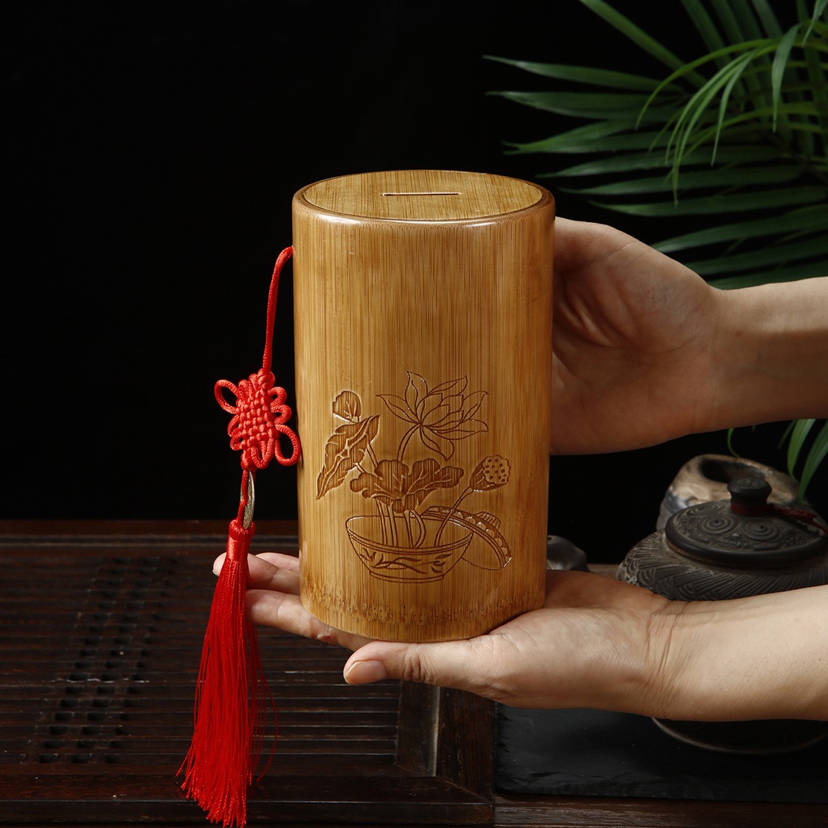 复古天然竹子小号大号竹筒存钱罐可存可取储钱罐大容量创意储蓄罐
