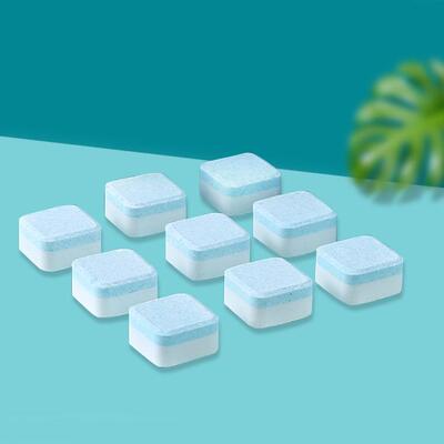 Solid effervescent tablet detergent for washing machine drum