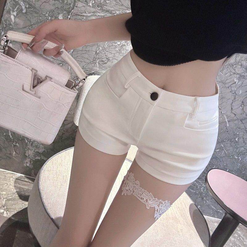 luna潞娜 白色短裤女高腰设计感西装百搭修身热裤