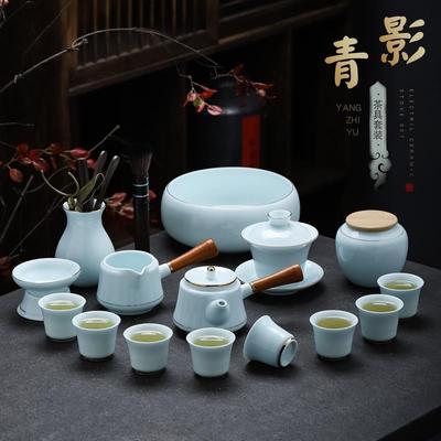 高档影青陶瓷侧把壶羊脂玉功夫茶具套装家用白瓷盖碗轻奢茶壶茶杯