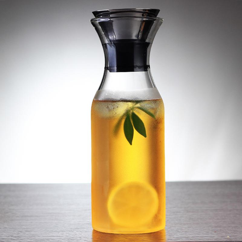 新款直销手工吹制冷水壶耐热玻璃水瓶果汁壶带盖防侧漏冷水瓶可印