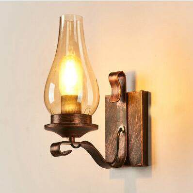 跨境美式复古工业风铁艺壁灯个性创意餐厅客栈理发店仿古马灯壁灯