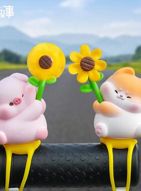 新款可爱小动物电动车摆件小风车装饰品卡通网红电瓶车配件小摆件