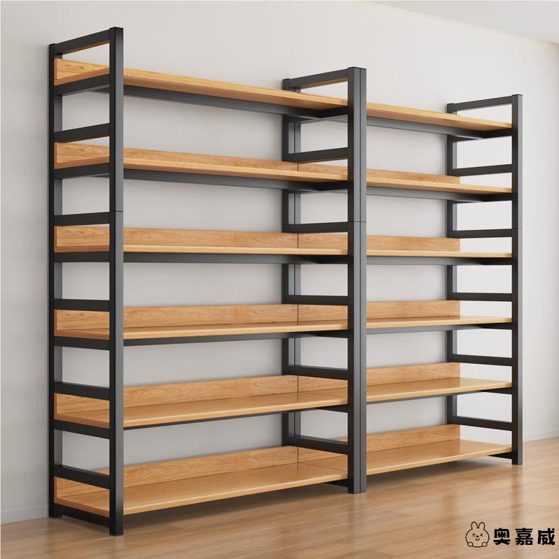 铁艺书架落地置物架书柜家用书柜木制多层简易客厅儿童防尘收纳架