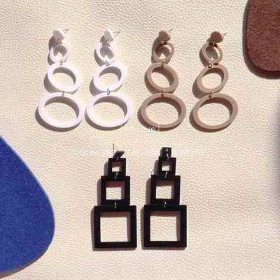 European and American Exaggerated Geometric Stitching Earrin